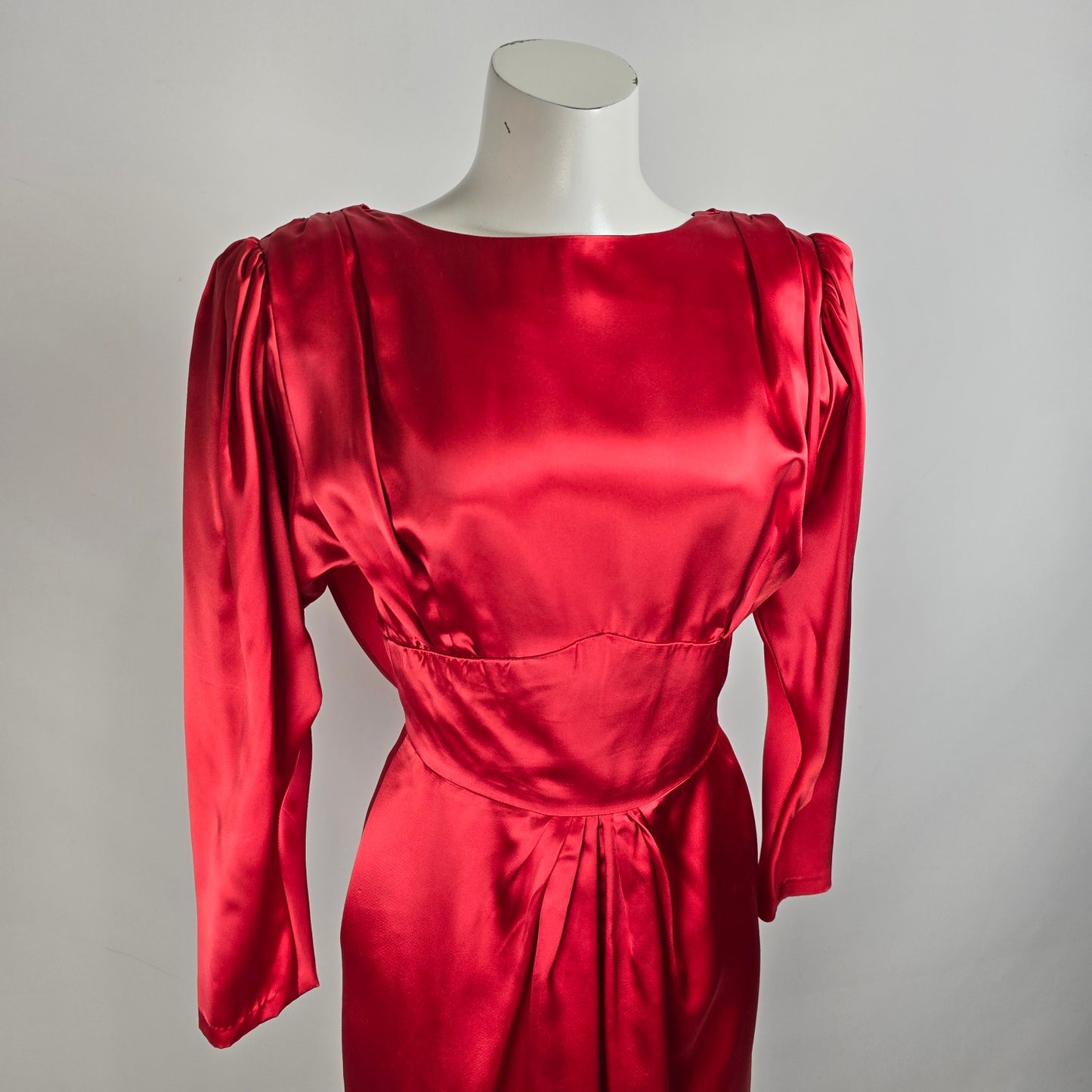 Vintage Handmade Red Satin Dress Size S