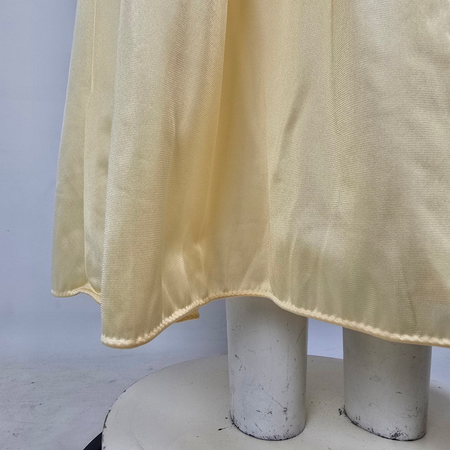 Vintage Yellow Lace Detail Long Lingerie Slip Dress Size M
