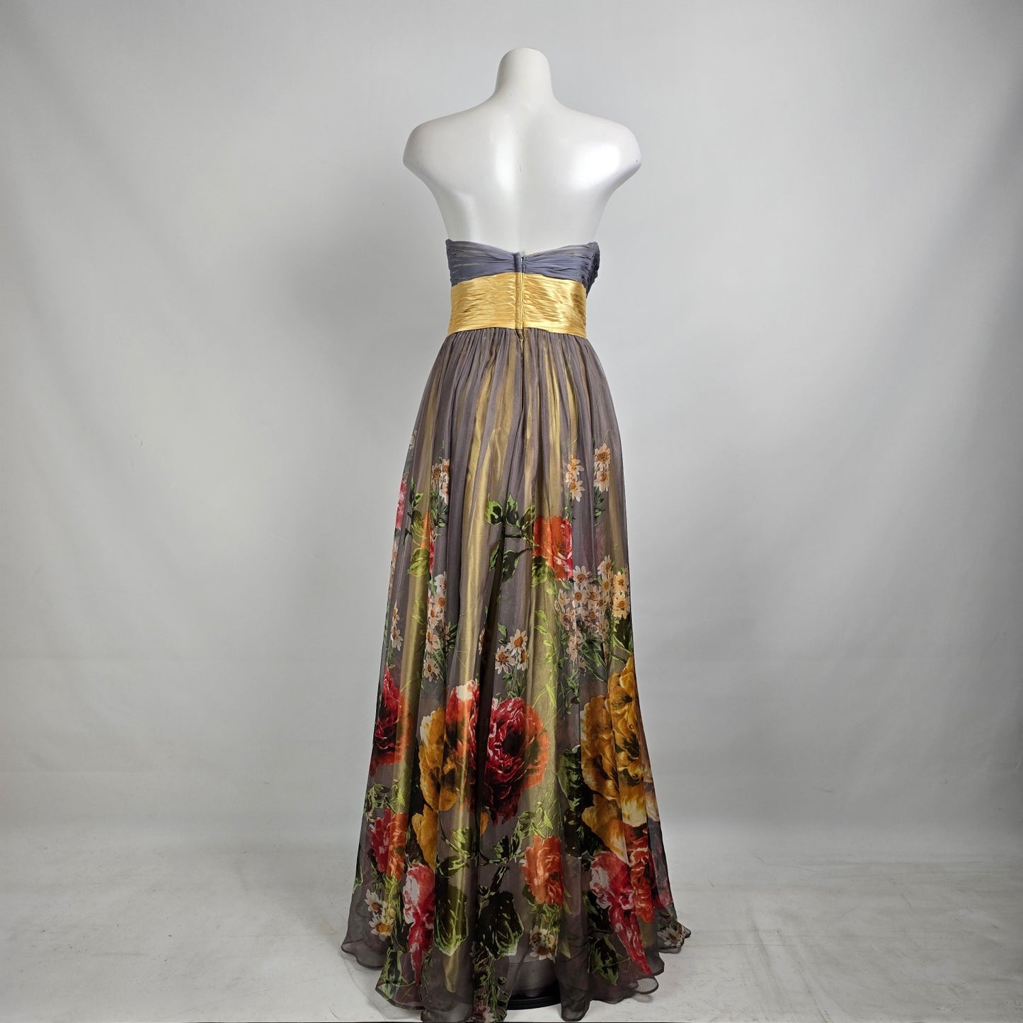 Tony Bowls Evening Grey Floral Grad Event Gown Size 12