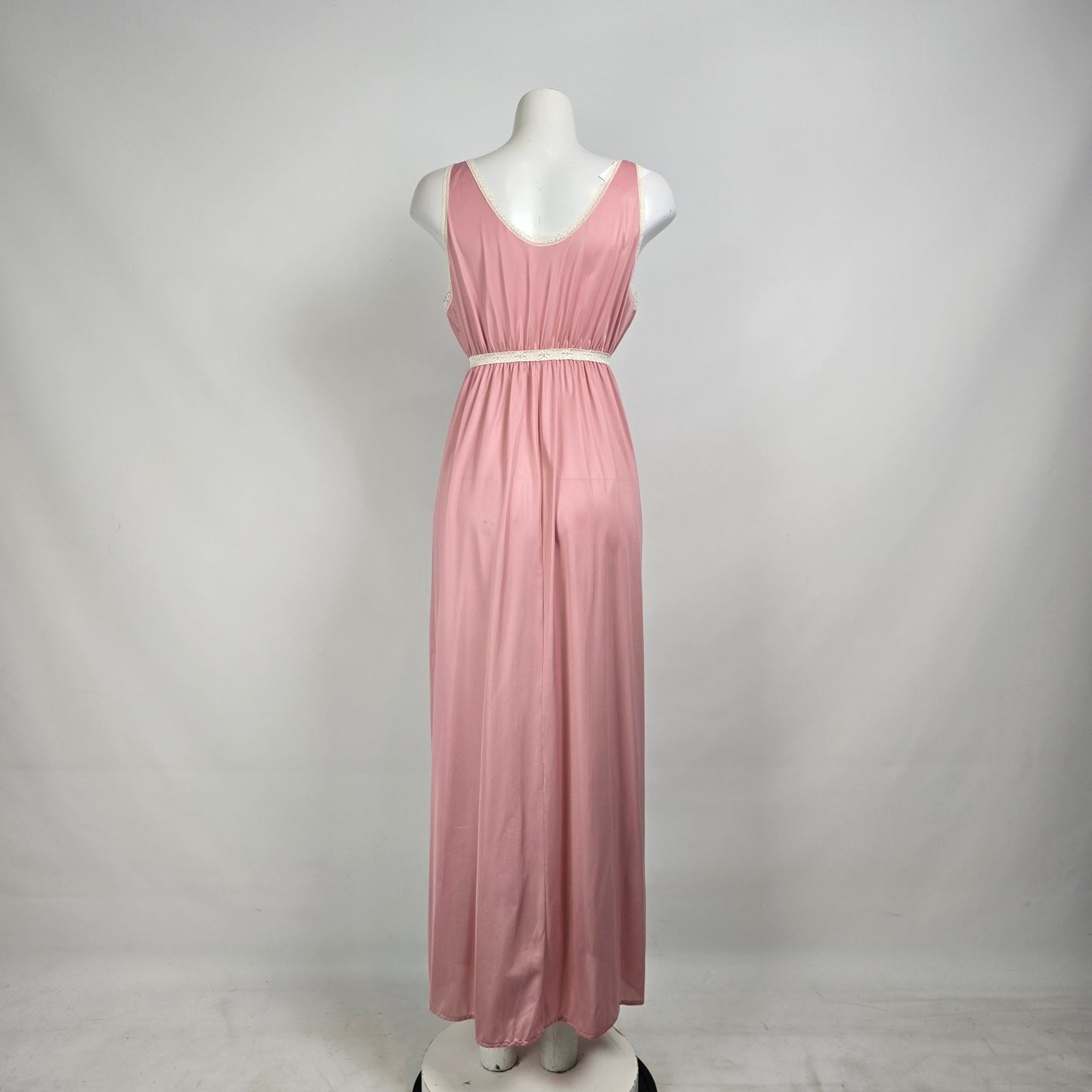 Vintage French Maid Pink Lace Trim Lingerie Slip Dress Size L
