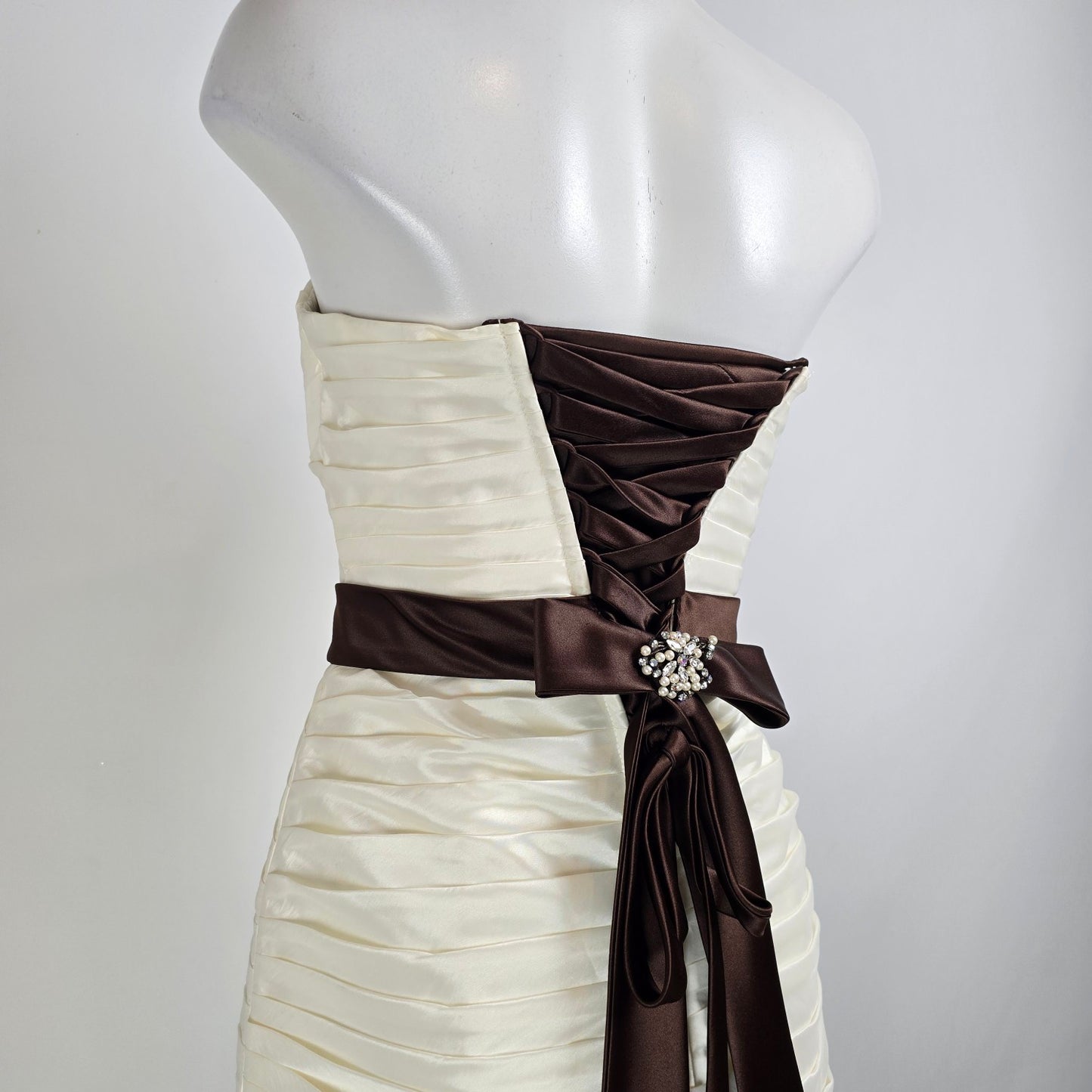White with Brown Corsett Mermaid Wedding Gown Size S/M