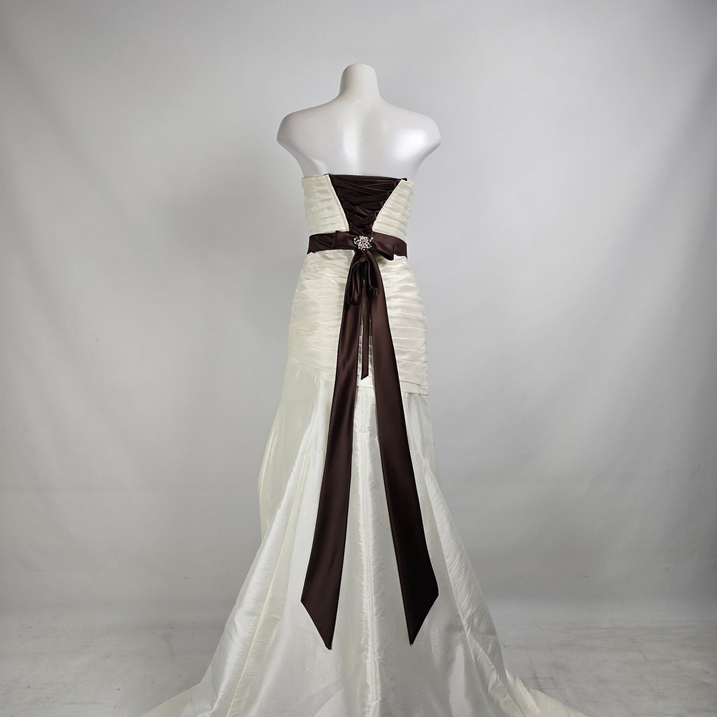 White with Brown Corsett Mermaid Wedding Gown Size S/M