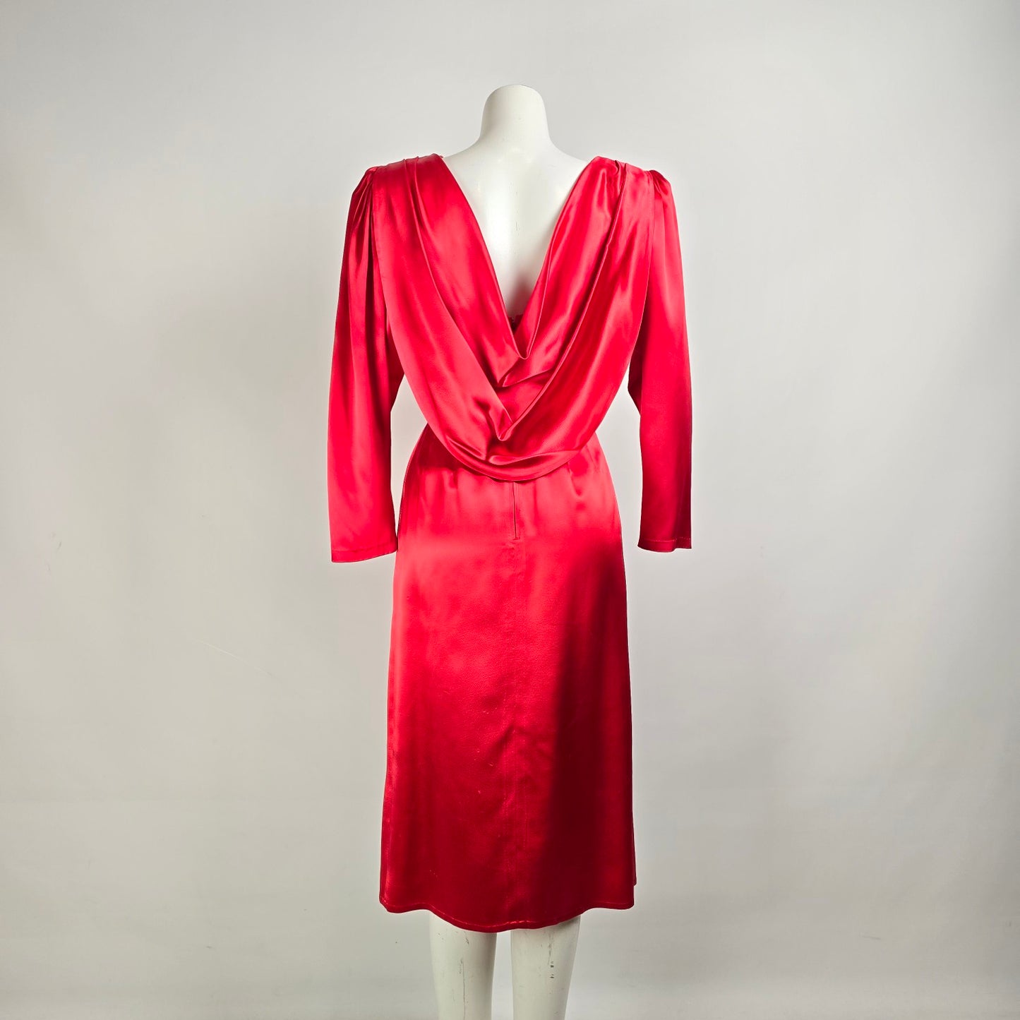 Vintage Handmade Red Satin Dress Size S