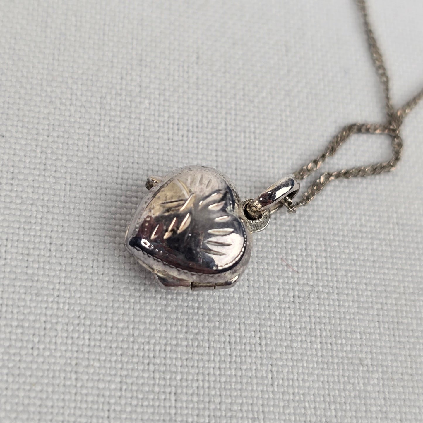 MJI 925 Italy Sterling Silver Heart Locket Pendant Chain Necklace