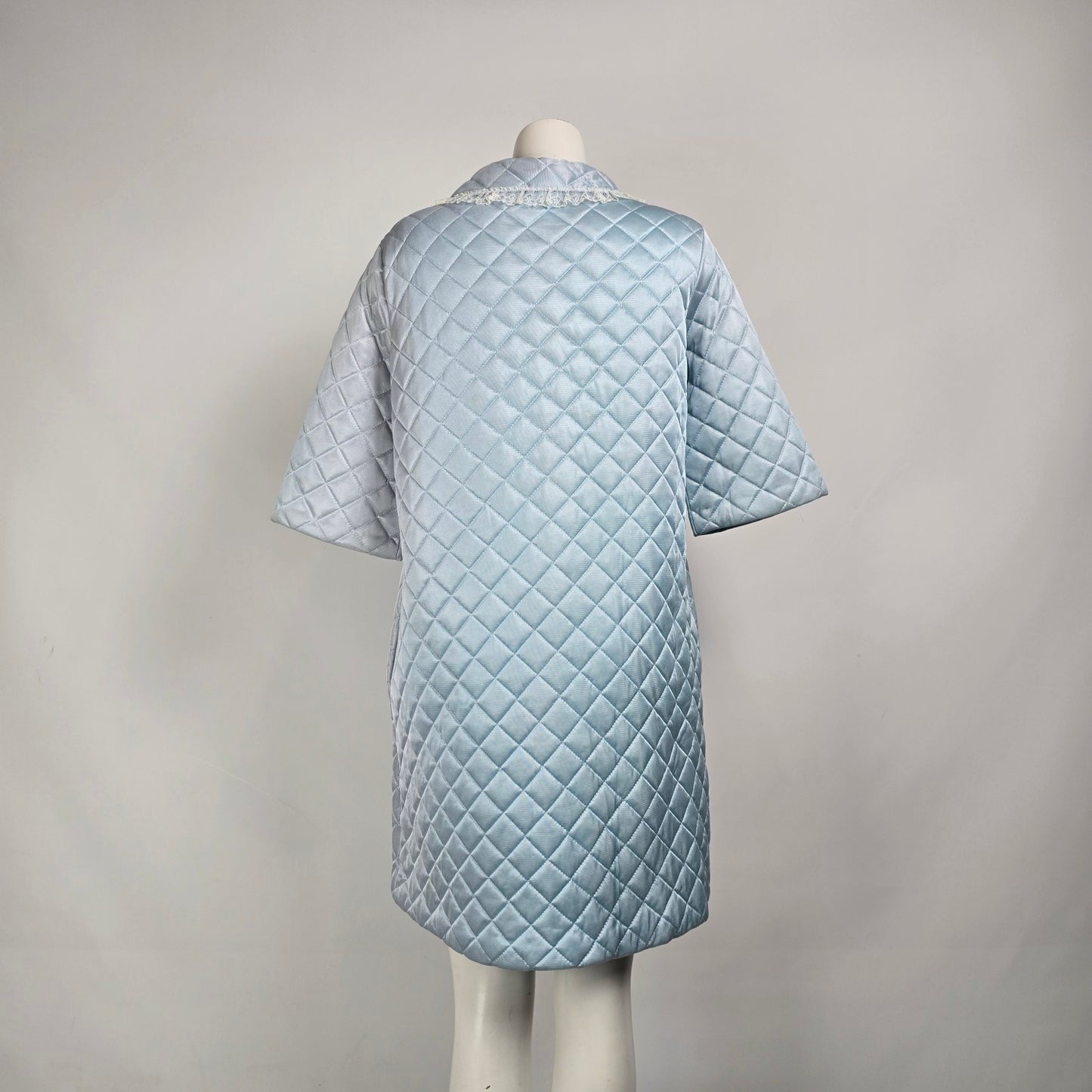 Vintage By Hamilton Blue Quilted Dressing Jacket Size M