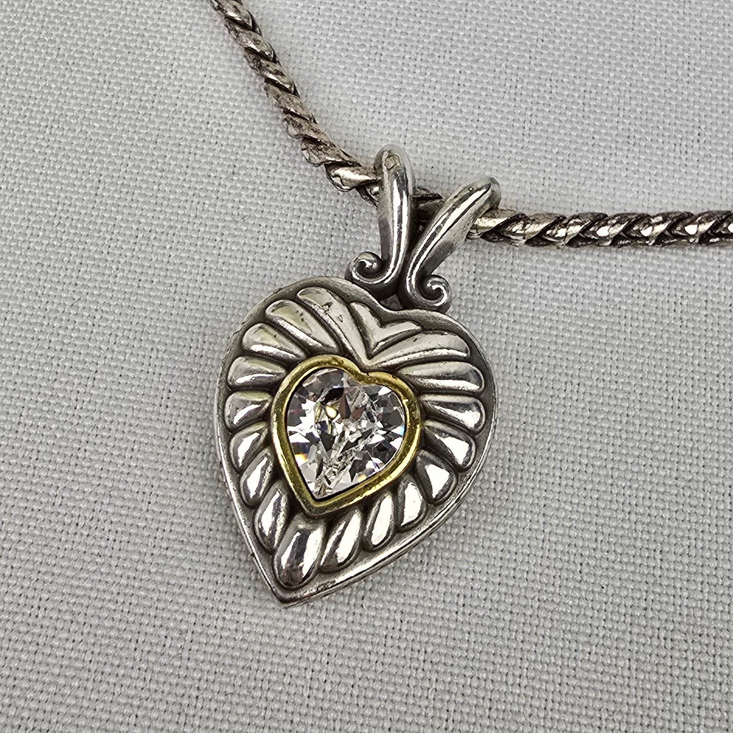 Brighton Silver Heart Pendant Chain Necklace
