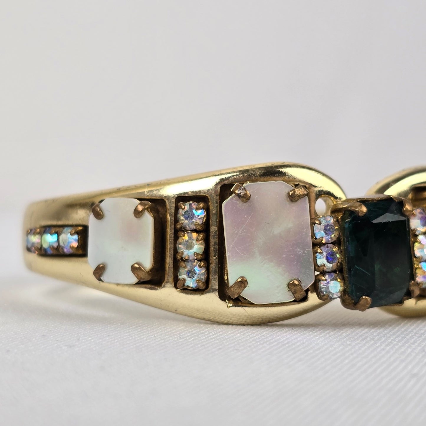 Vintage Western Germany Gold Tone Crystal