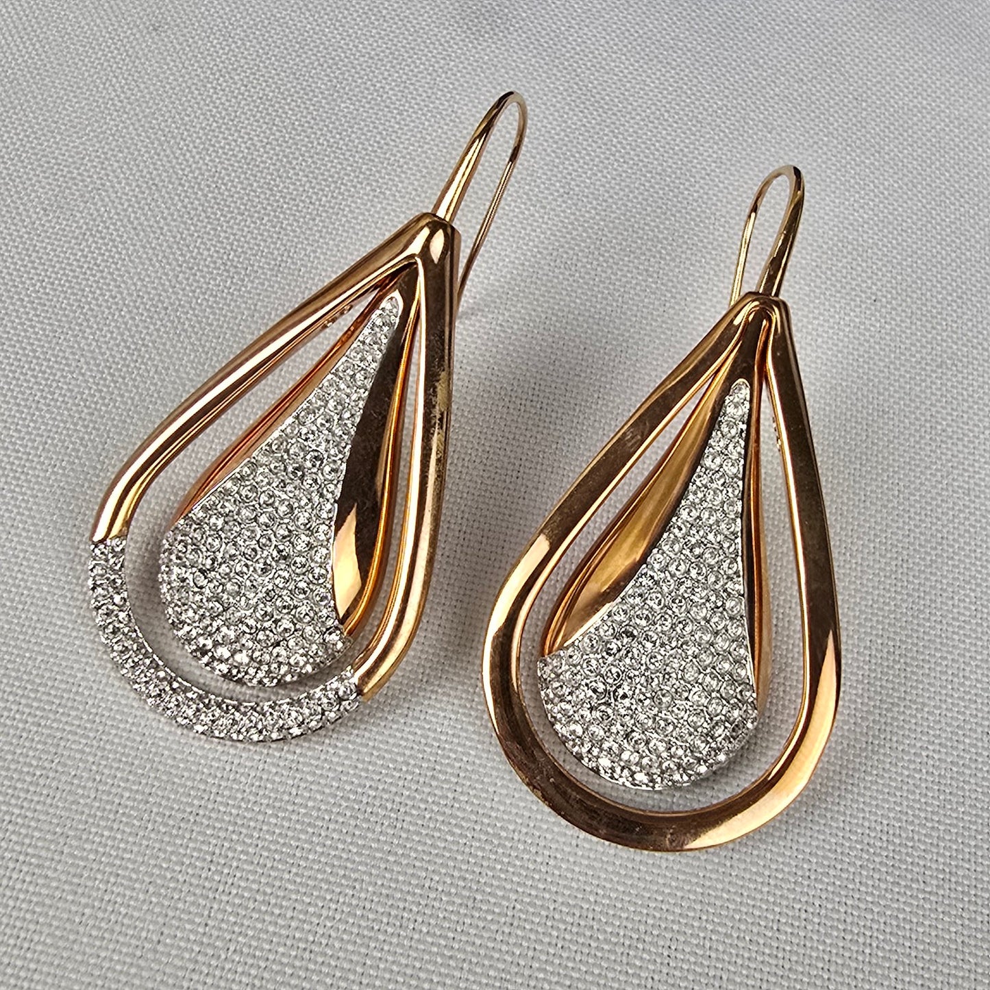Swarovski Gold Tone Crystal Drop Earrings