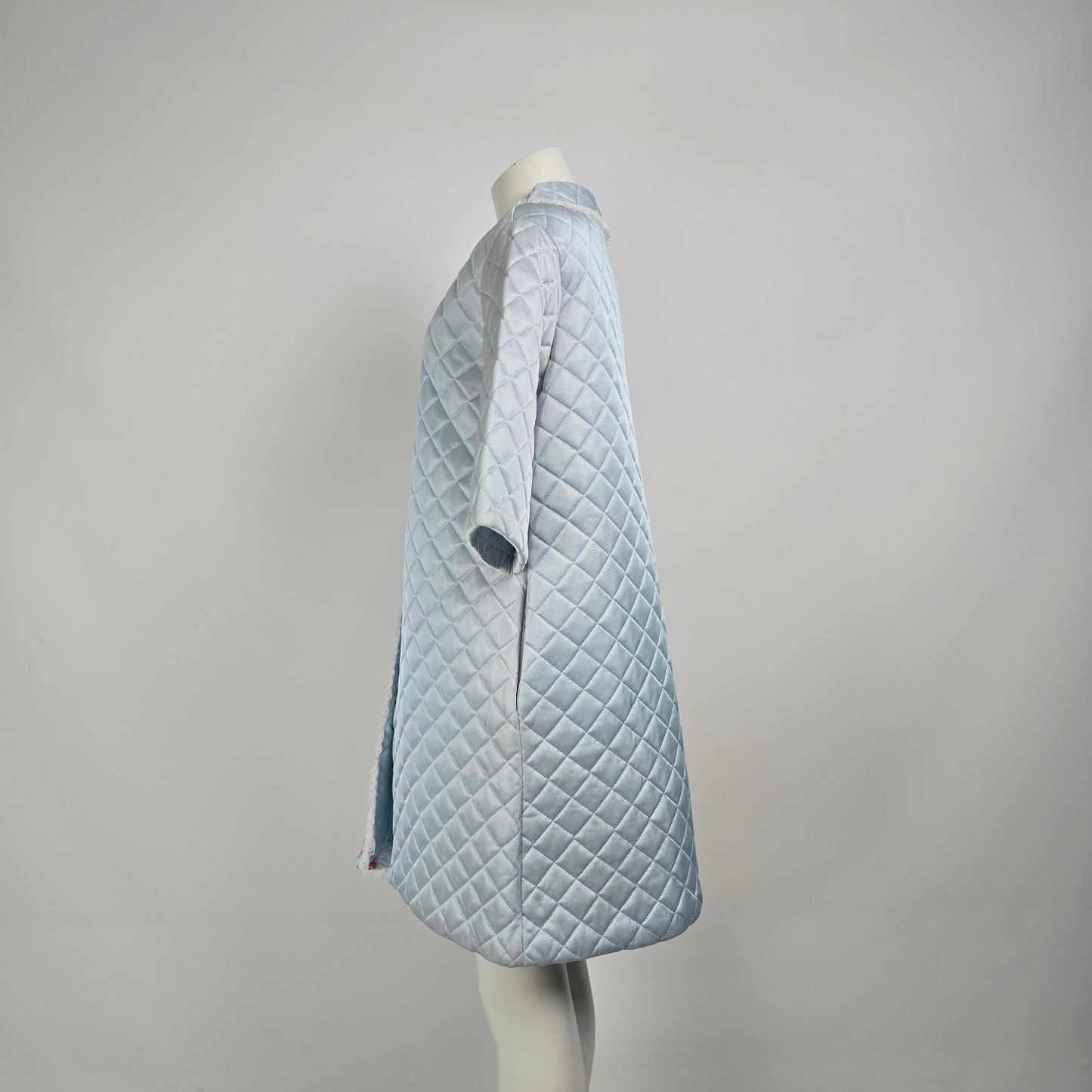 Vintage By Hamilton Blue Quilted Dressing Jacket Size M