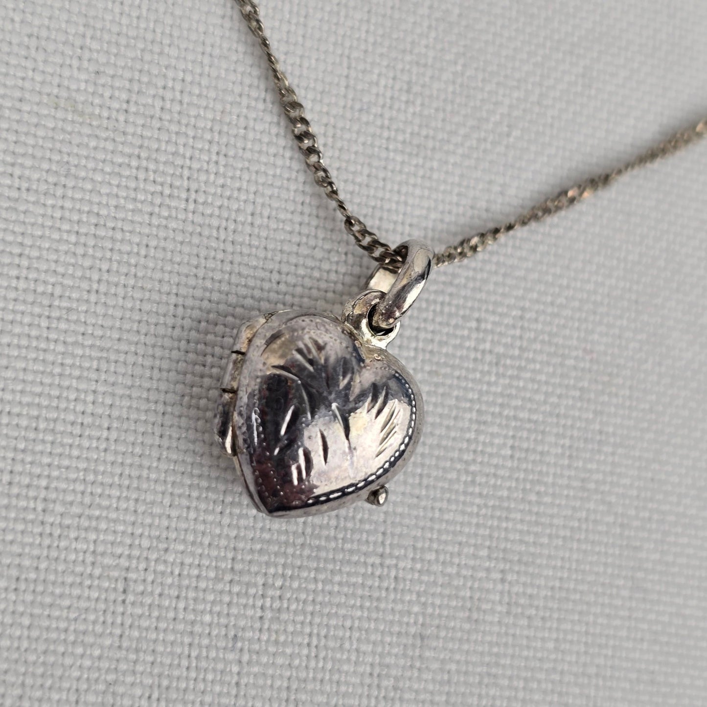MJI 925 Italy Sterling Silver Heart Locket Pendant Chain Necklace