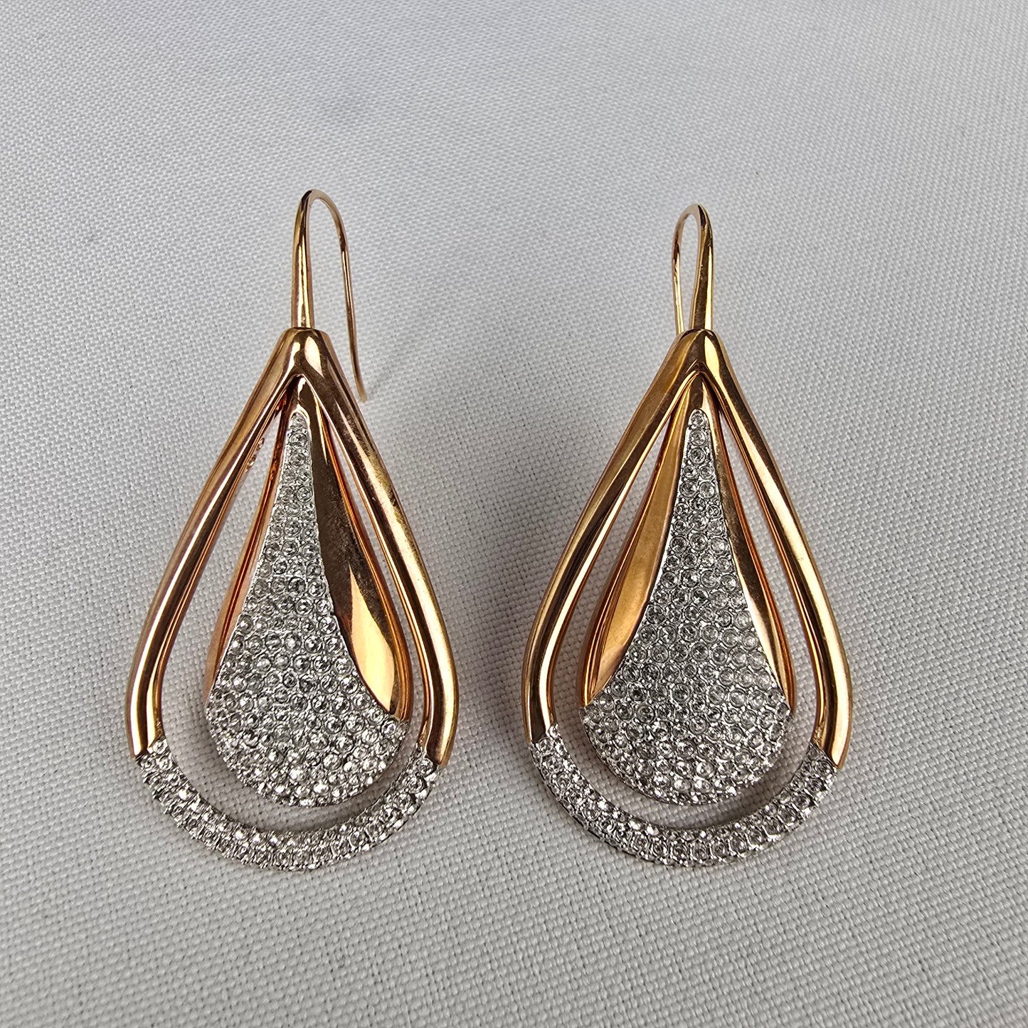 Swarovski Gold Tone Crystal Drop Earrings