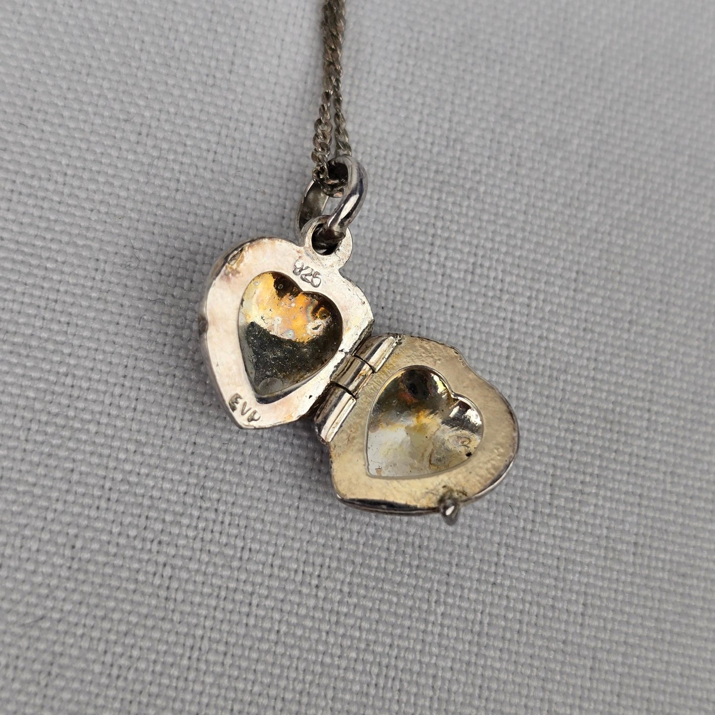 MJI 925 Italy Sterling Silver Heart Locket Pendant Chain Necklace