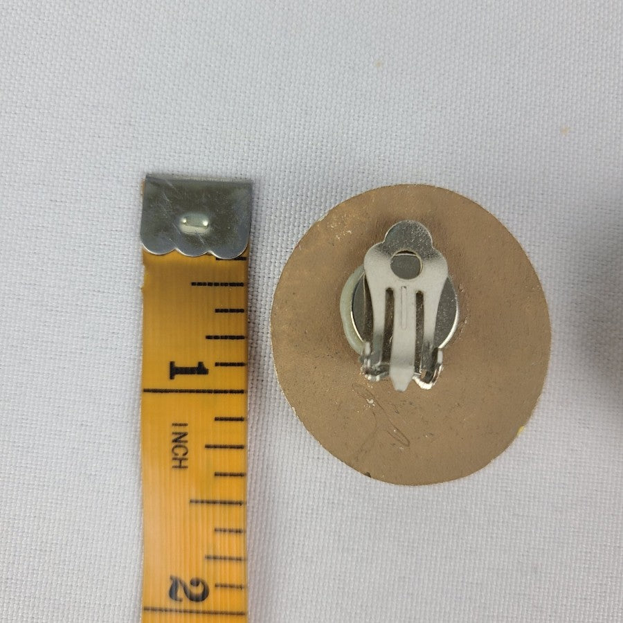 Vintage Tribal Painted Clip On Earrings