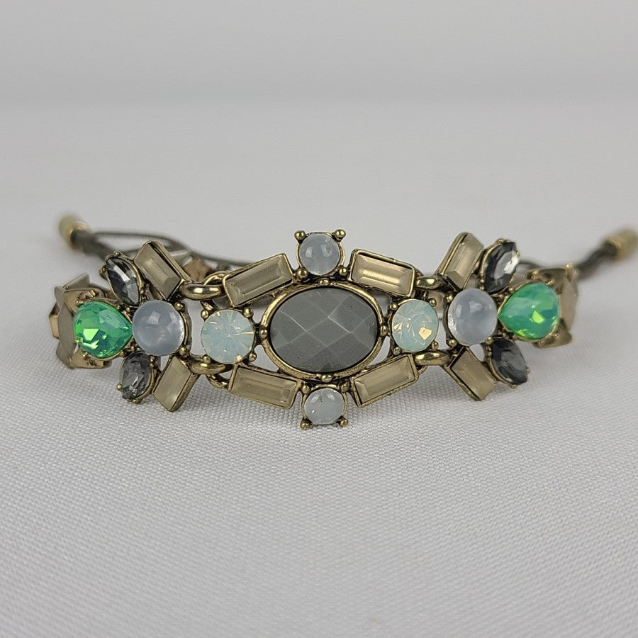 Bronze Grey & Green Faceted Adjustable Bracelet