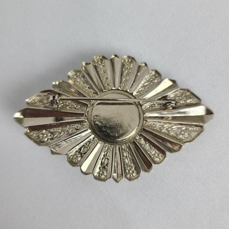 Vintage Silver Tone Faux Turquoise Stone Brooch