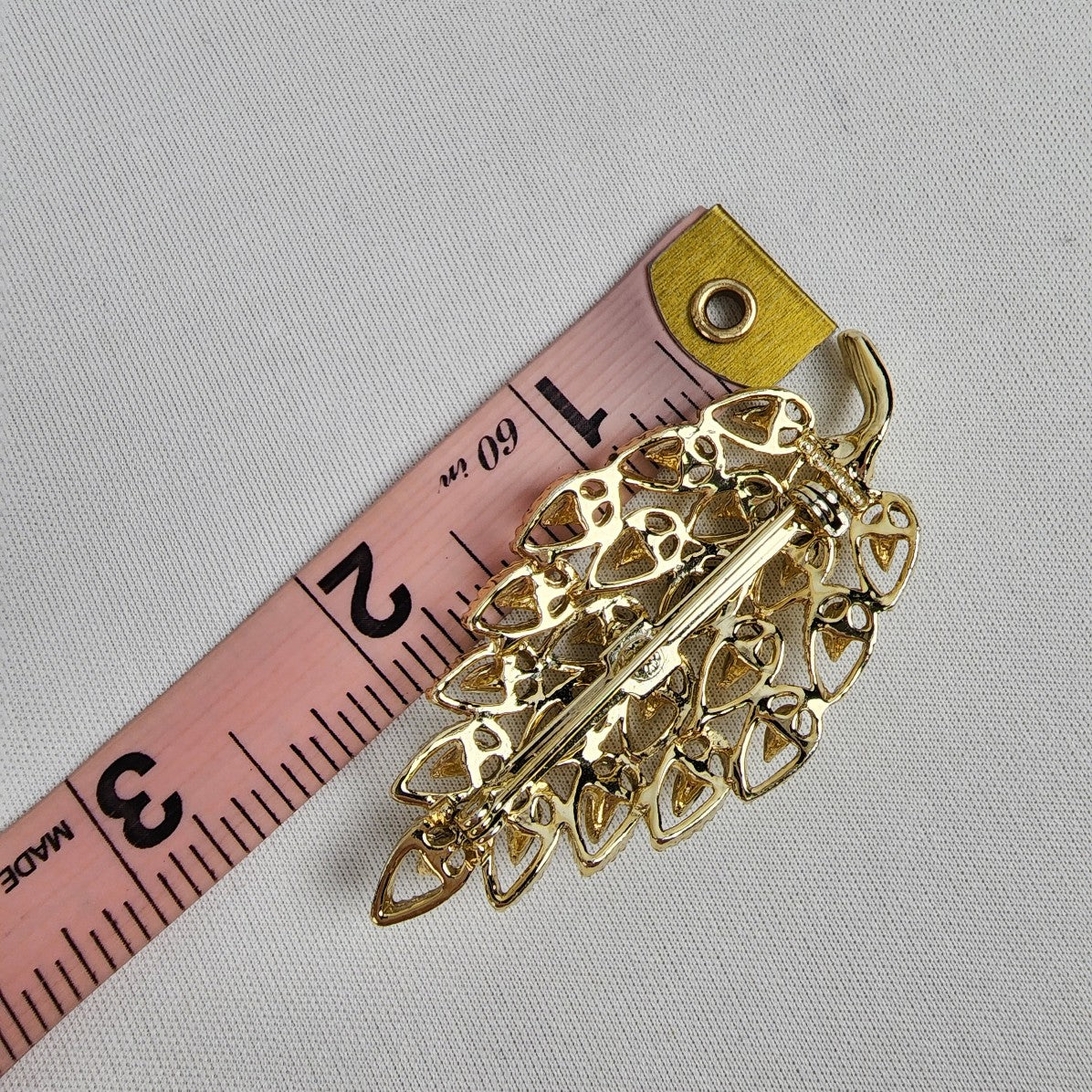 Vintage Gerry's Leaf Brooch White Gold Enamel