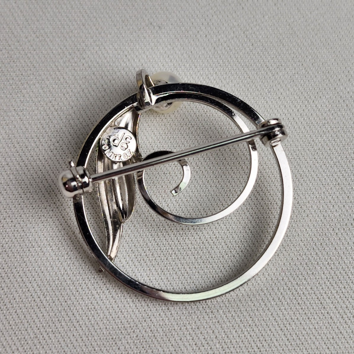 DCE Douglas C Eaton 14kt GF Pearl Silver Tone Brooch