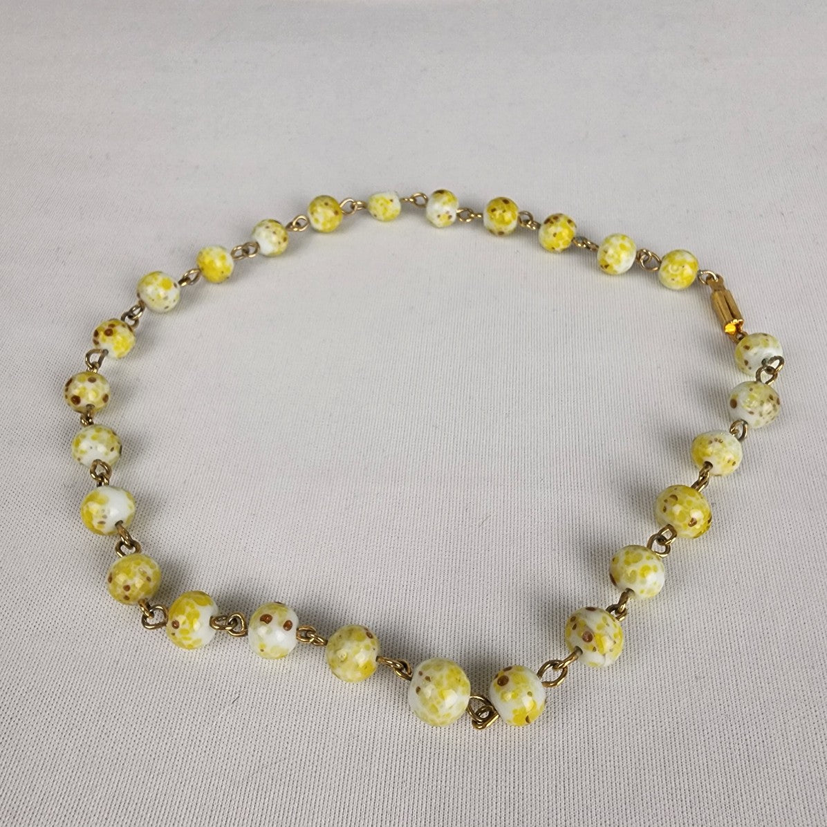 Vintage Yellow Glass Beaded Collar Necklace