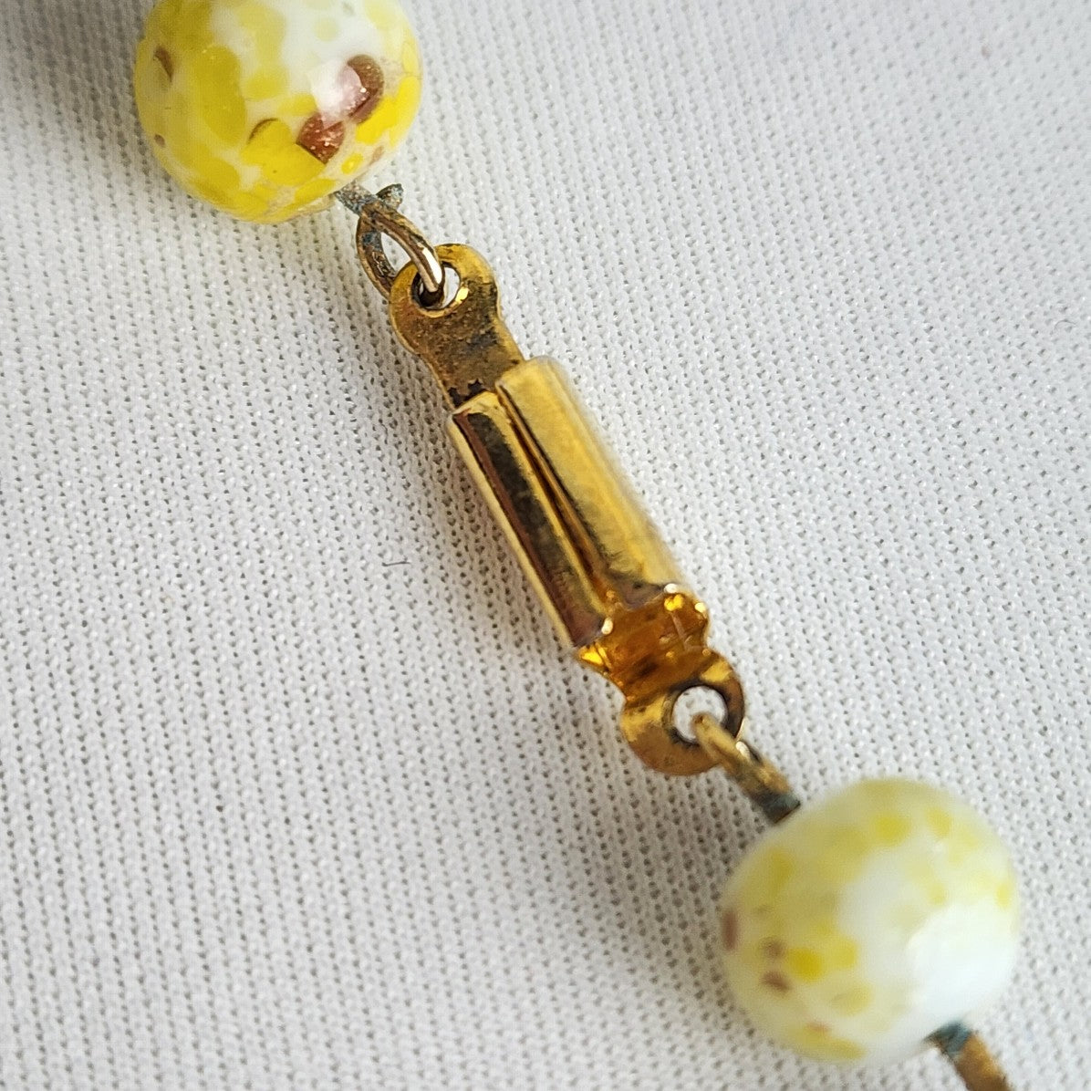 Vintage Yellow Glass Beaded Collar Necklace