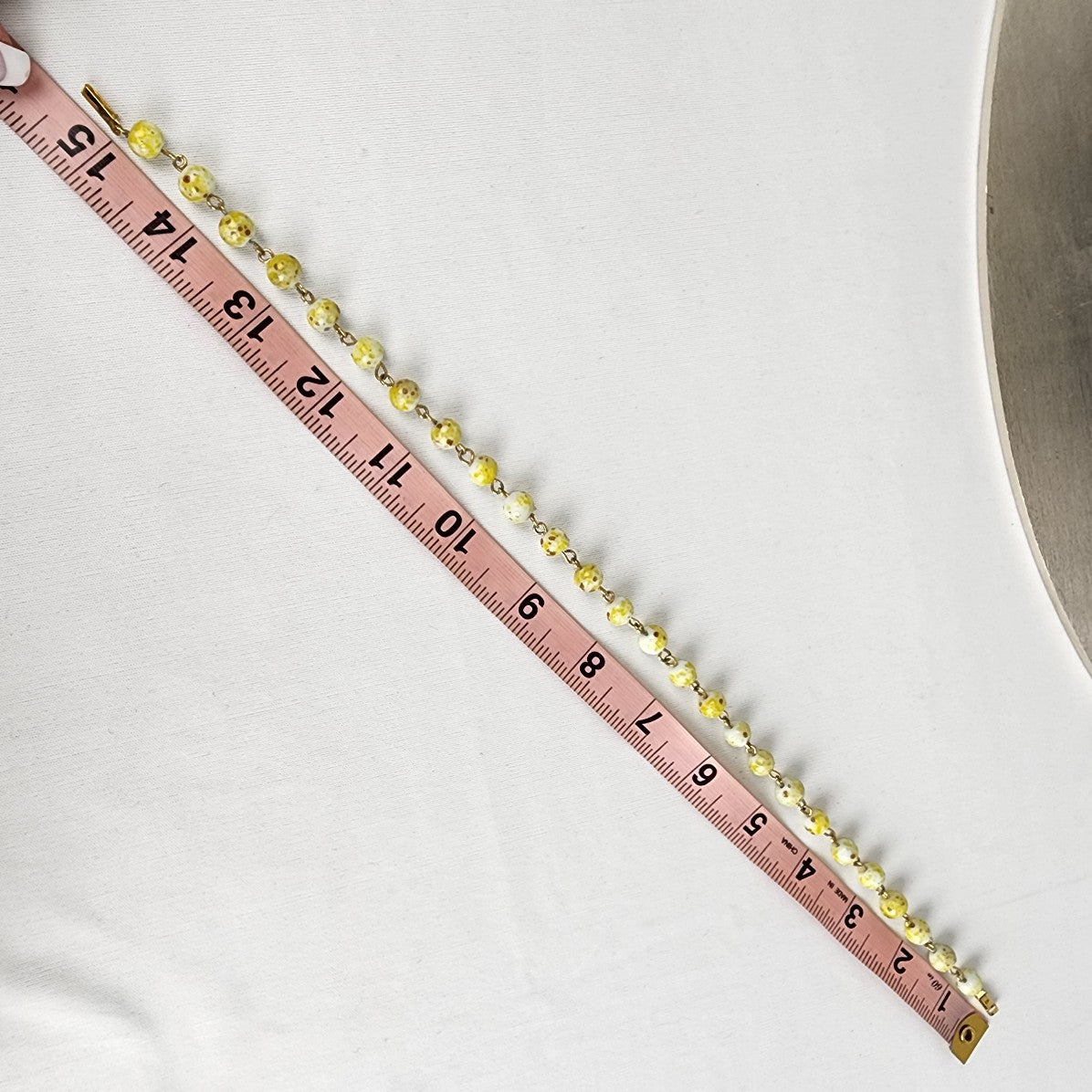 Vintage Yellow Glass Beaded Collar Necklace