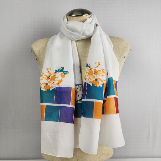 Vintage Monique Martin Colorful Flower Printed Scarf