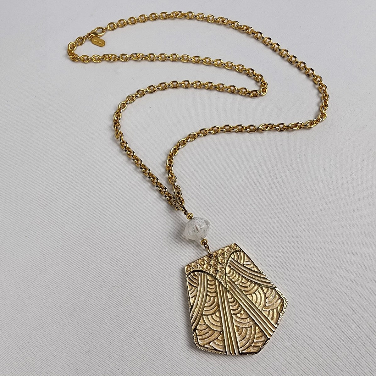 Simon Chang Gold & Cream Pendant Necklace