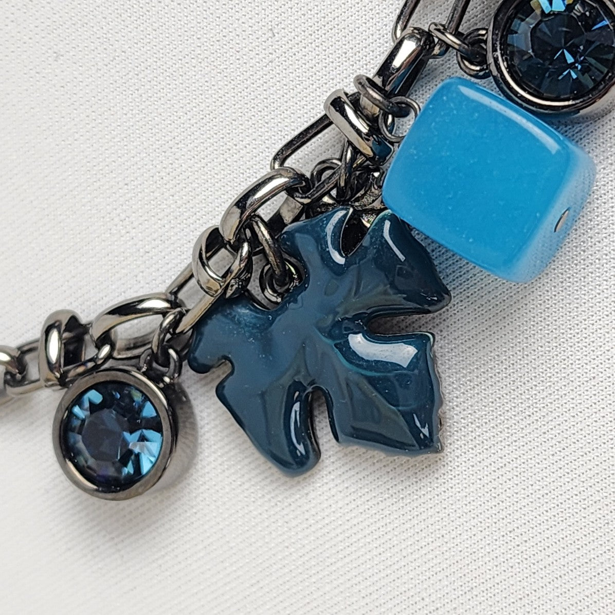 Dyrberg Kern Blue Glass Charm Black Chain Necklace