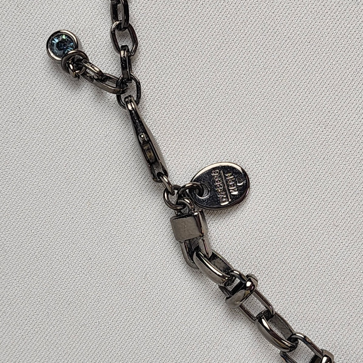 Dyrberg Kern Blue Glass Charm Black Chain Necklace