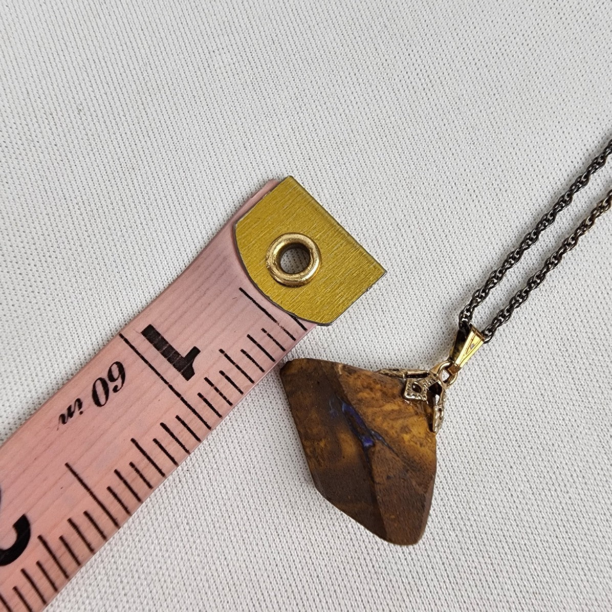 Vintage Natural Opal Brown Stone Pendant Black 925 Sterling Chain Necklace