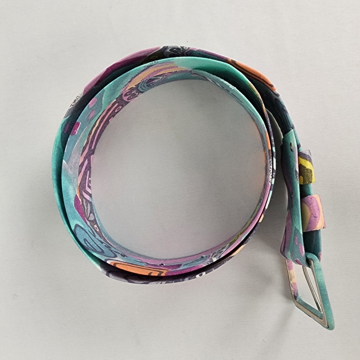 Retro Blue & Pink Fabric Belt Size S