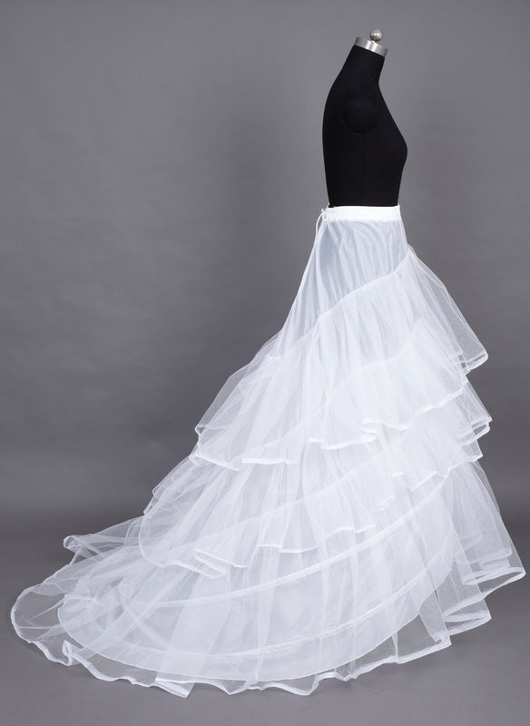 Women Nylon Tulle Netting Chapel Train 3 Tiers Petticoats