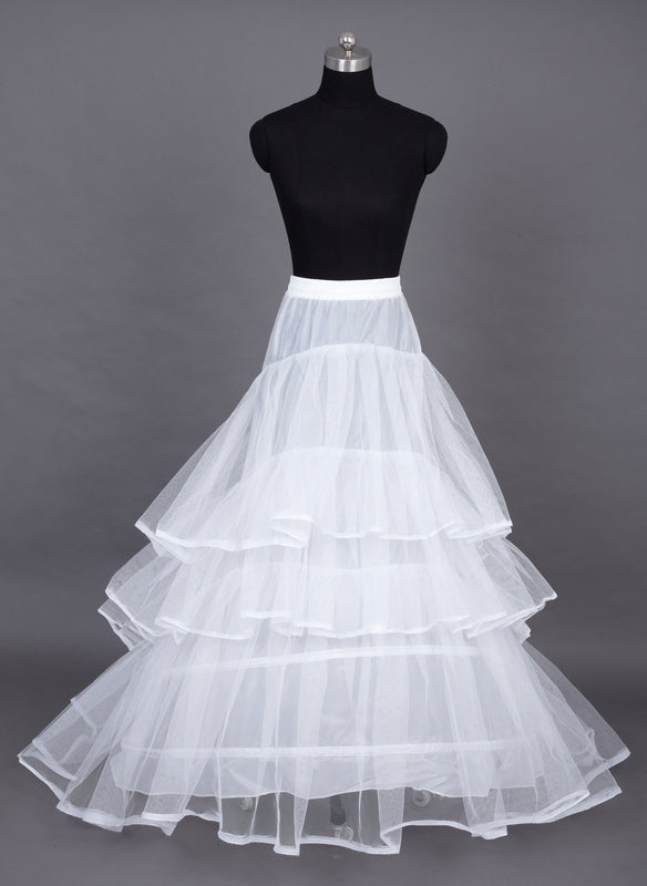 Women Nylon Tulle Netting Chapel Train 3 Tiers Petticoats