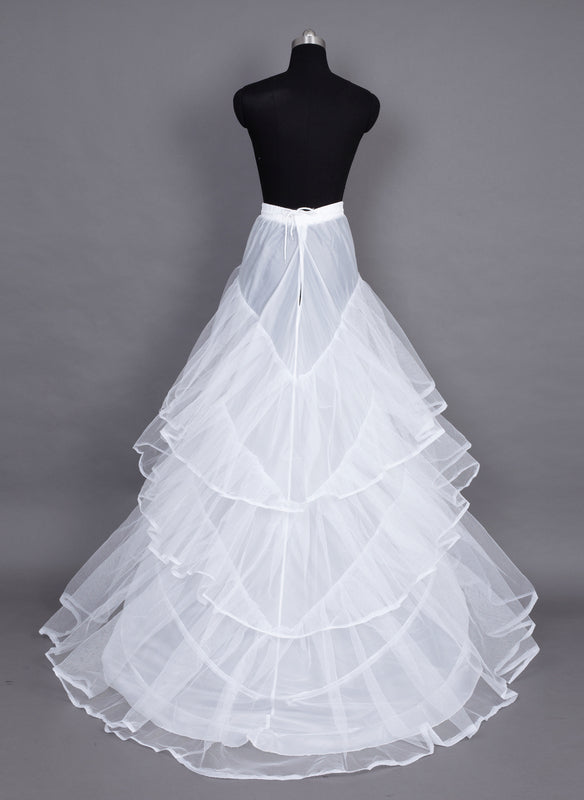 Women Nylon Tulle Netting Chapel Train 3 Tiers Petticoats