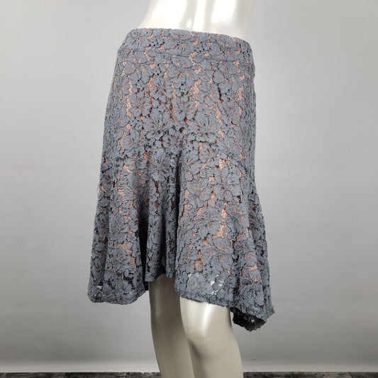 Carolina Belle Blue Lace Nude Hi Low Skirt Size 4