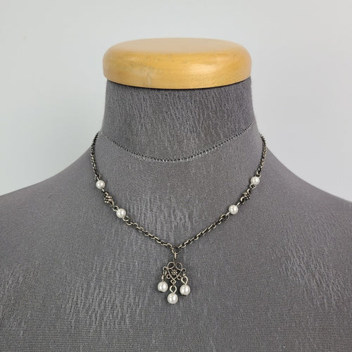 Myka Silver Tone Faux Pearl Dainty Necklace