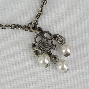 Myka Silver Tone Faux Pearl Dainty Necklace