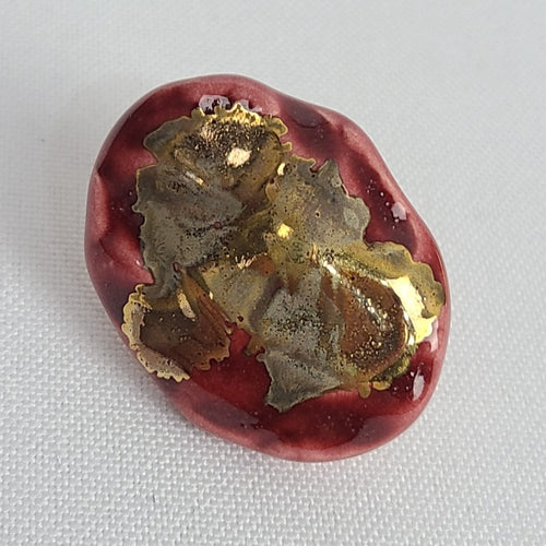 Vintage Pink & Gold Ceramic Screw Back Clip On Earrings