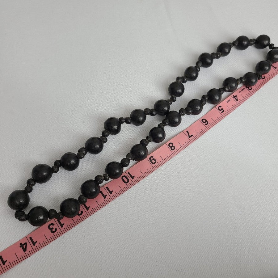 Vintage Black Ceramic Beaded Necklace