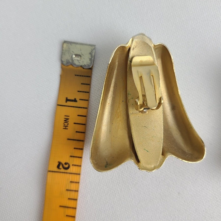 Vintage Gold Tone Oversize Clip On Earrings