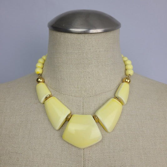 Vintage Yellow Beaded Collar Necklace