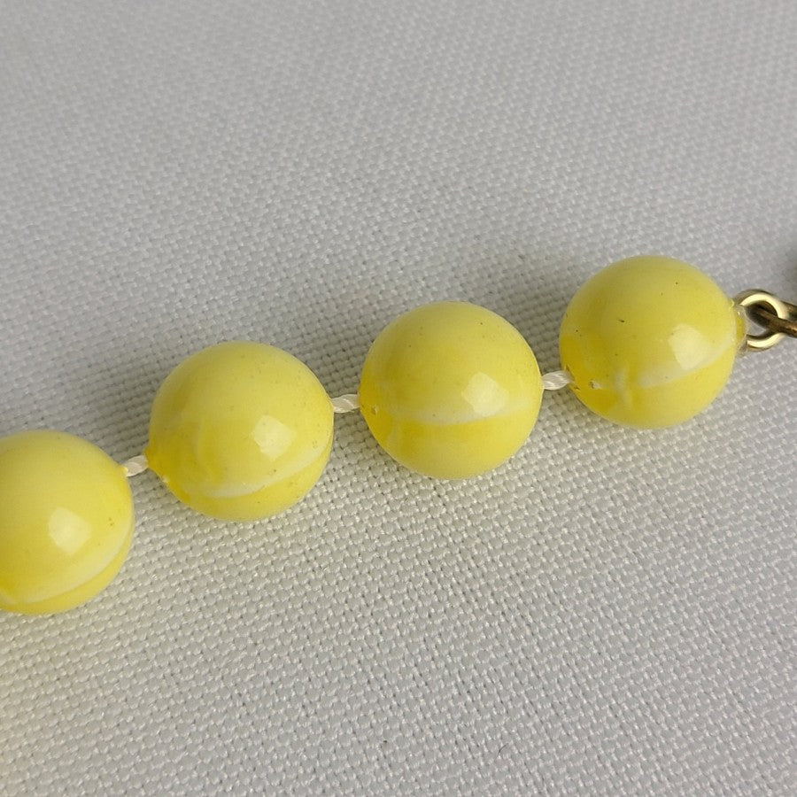 Vintage Yellow Beaded Collar Necklace