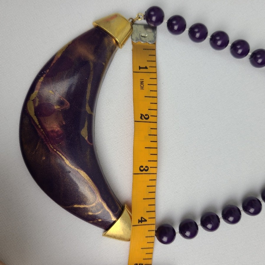 Vintage Purple & Gold Collar Beaded Necklace