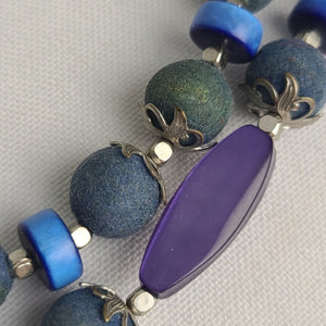 Vintage Blue Layered Beaded Necklace