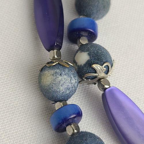 Vintage Blue Layered Beaded Necklace