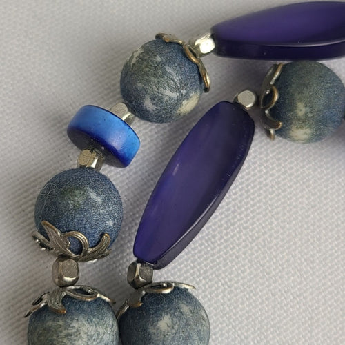 Vintage Blue Layered Beaded Necklace