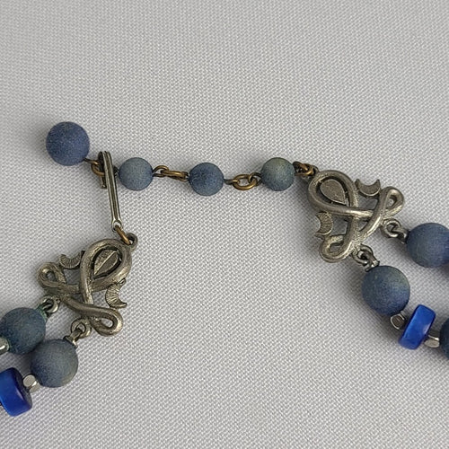 Vintage Blue Layered Beaded Necklace