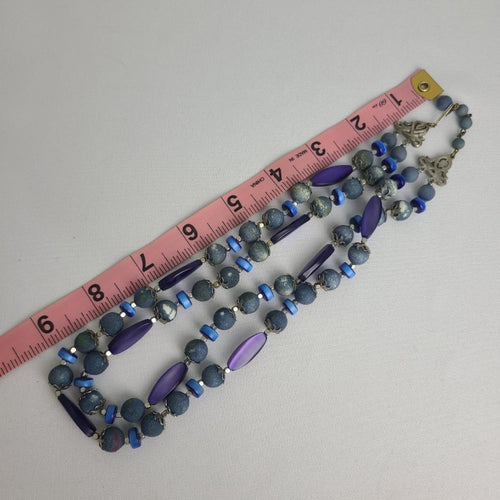 Vintage Blue Layered Beaded Necklace