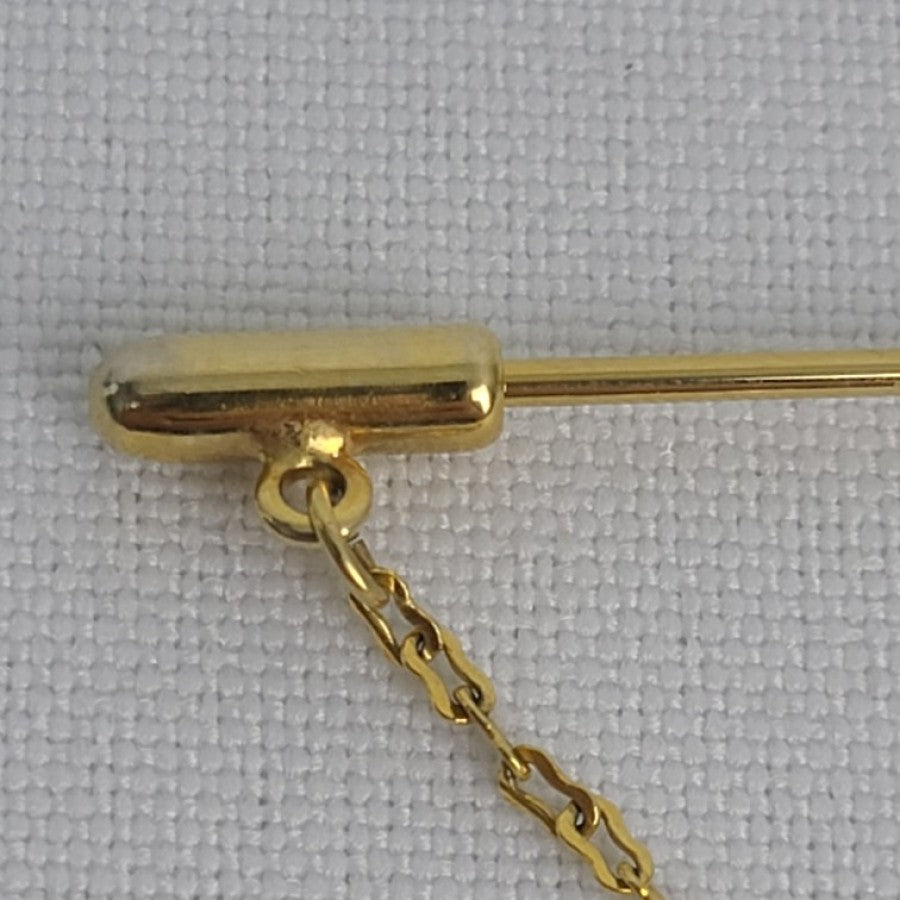 Vintage Gold Tone Rhinestone Chain Stick Pin Brooch