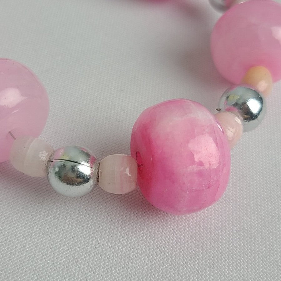 Vintage Pink Cotton Candy Quartz Beaded Necklace