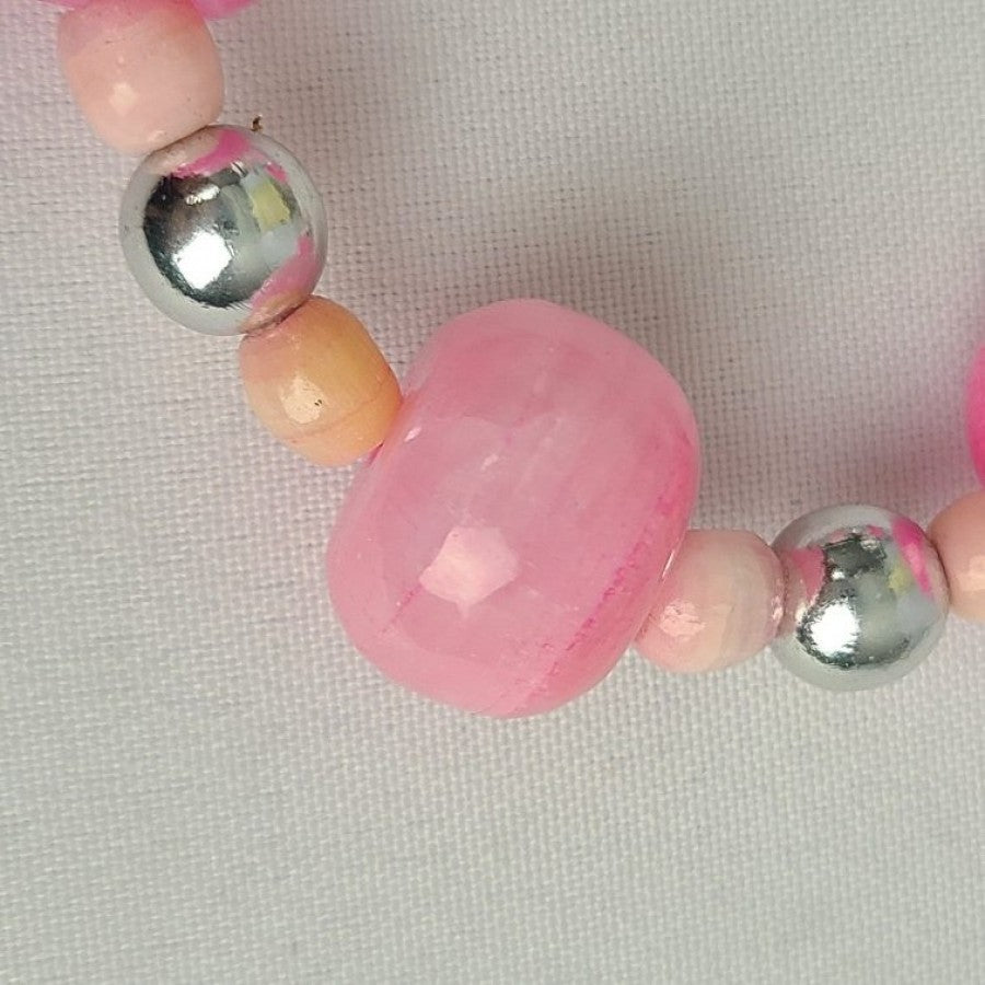 Vintage Pink Cotton Candy Quartz Beaded Necklace